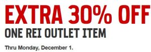 get an extra 30% off one REI Outlet item, no coded needed! Discount ...