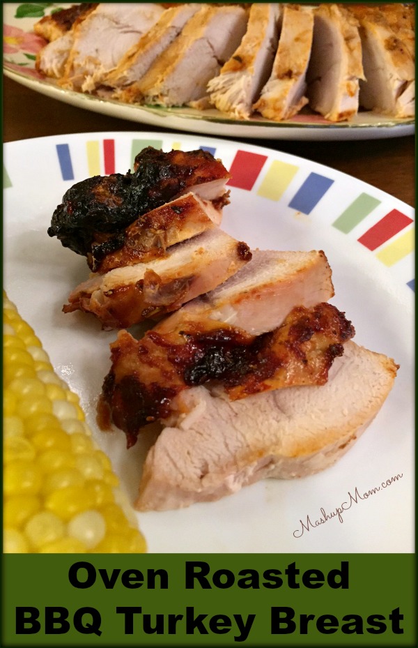 oven roasted BBQ turkey breast sliced on a plate