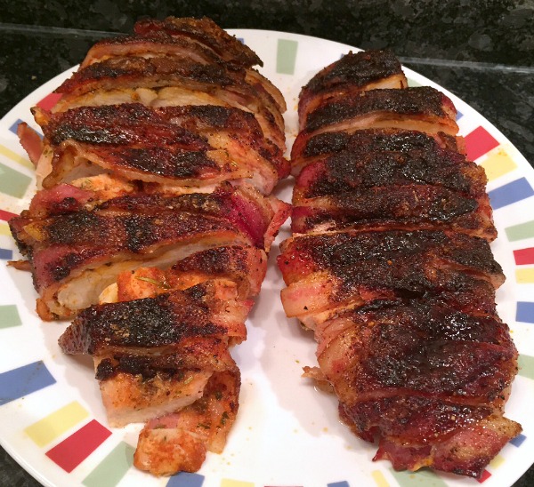 bacon-wrapped chicken on a plate