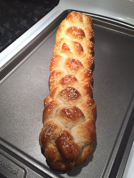challah on cookie sheet