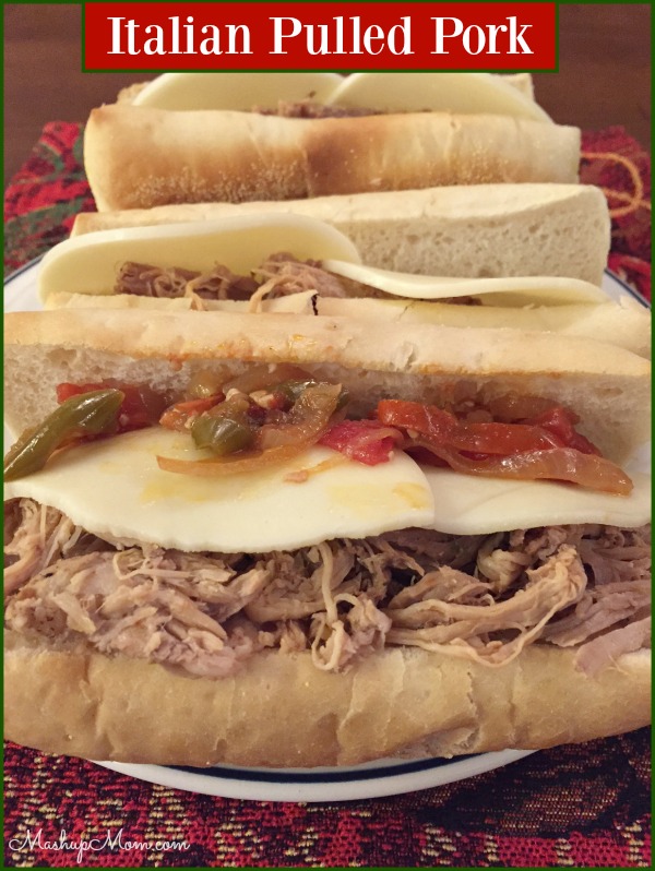 Cooked low & slow, Italian Pulled Pork makes tangy delicious sandwiches! Enjoy easy pulled pork sandwiches for dinner tonight.