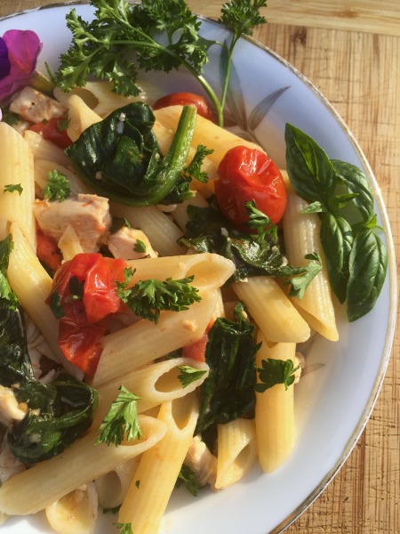 summer spinach penne pasta