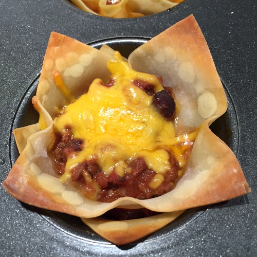 cheese melted on the chili cheese cup
