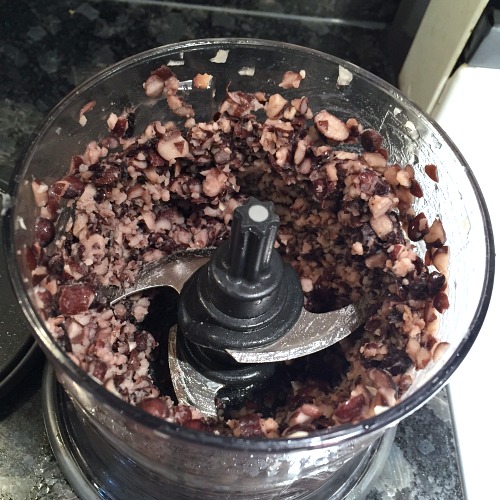 black beans in a food chopper