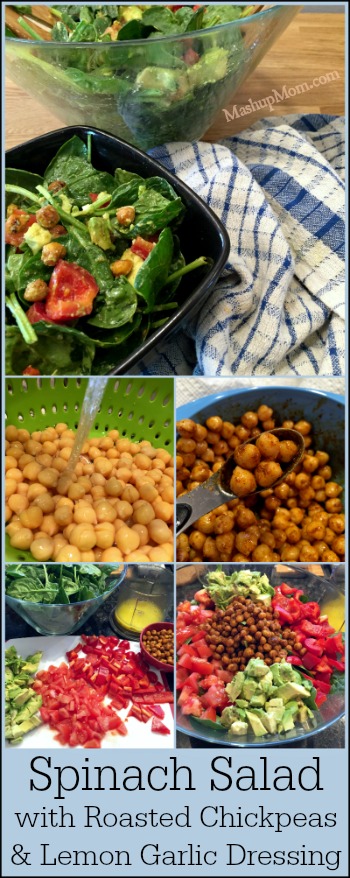 spinach salad with roasted chickpeas