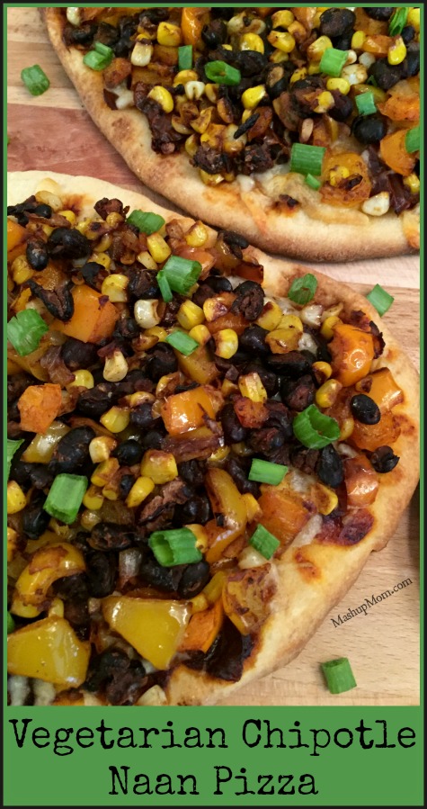 vegetarian chipotle naan pizza