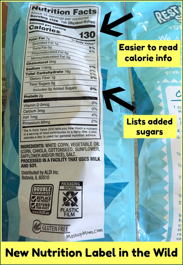 new nutrition label on ALDI chips