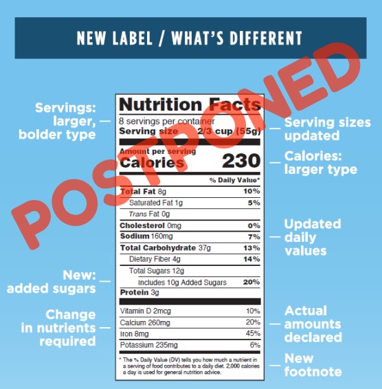 new nutrition labels postponed