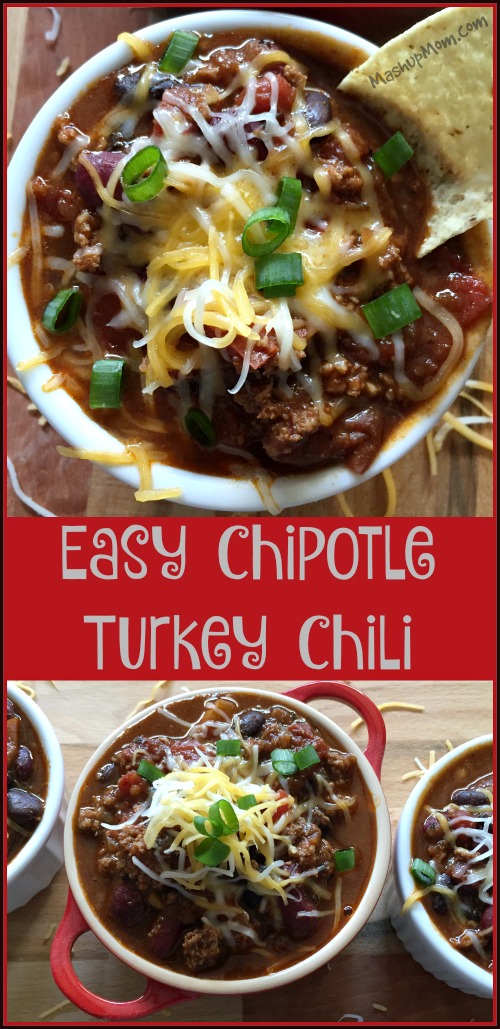 Easy chipotle turkey chili is hearty, filling, and takes just 45 minutes!