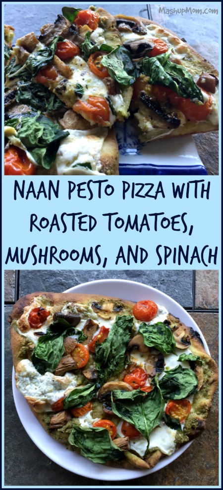 vegetarian naan pesto pizza