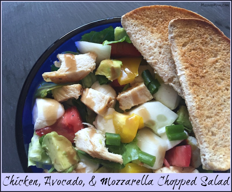 chicken, avocado, and mozzarella chopped salad