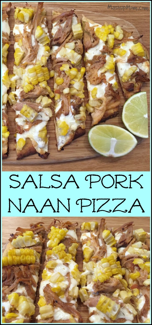 salsa pork naan pizza