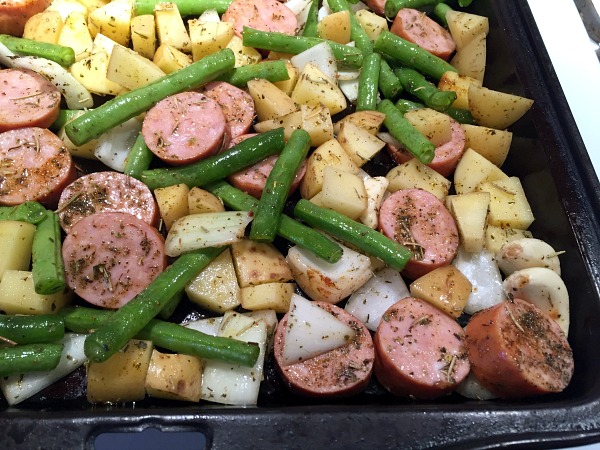 sheet pan sausage before cooking