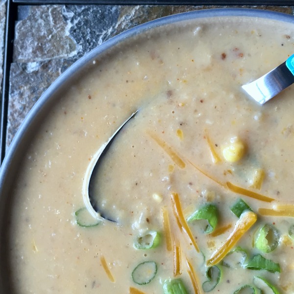 bowl of potato corn cauliflower chowder