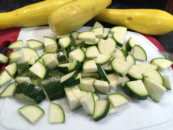 cut up your squash and zucchini