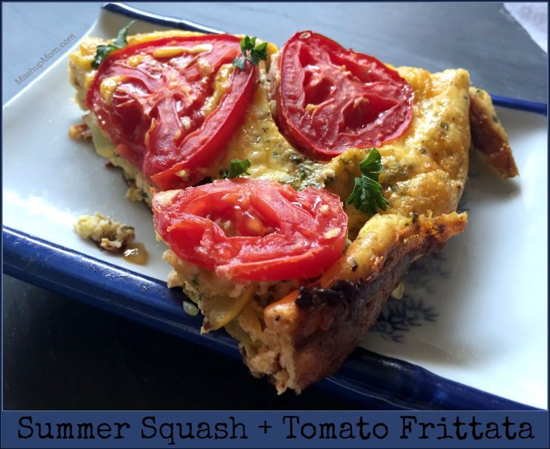 slice of summer squash + tomato frittata