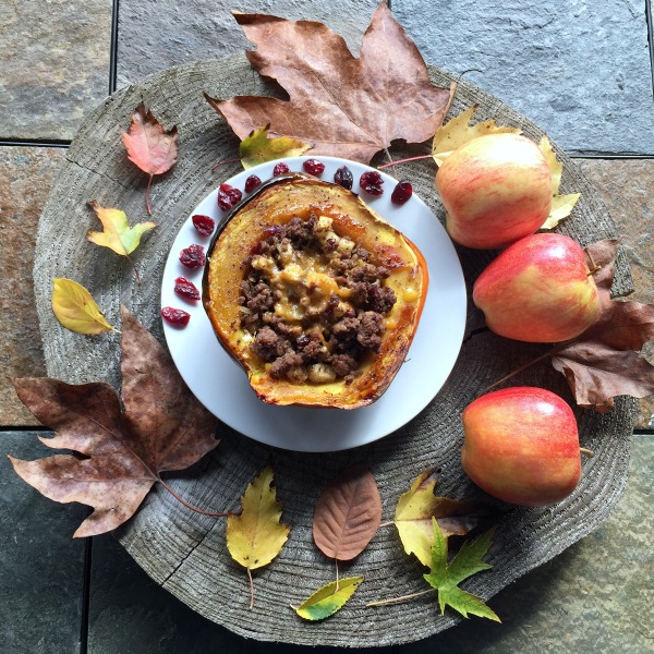 This sweet & savory stuffed acorn squash dinner is naturally gluten free, and features all of the flavors of fall in just one recipe.