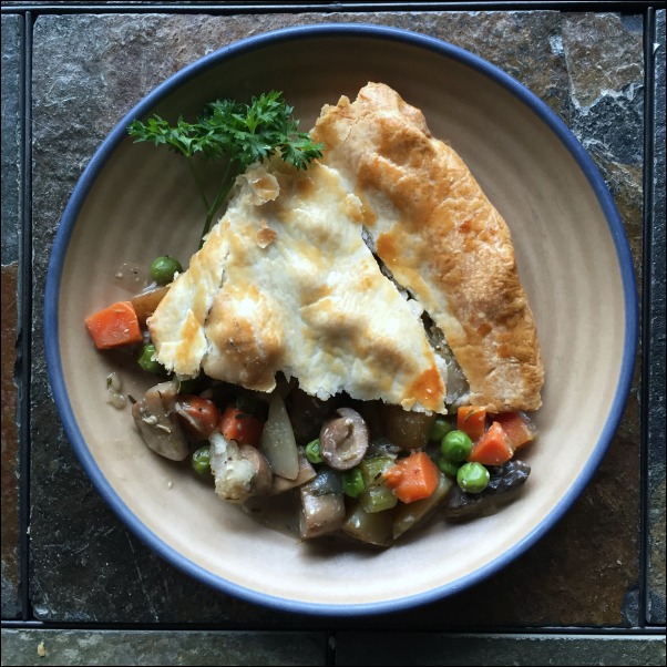 This vegetarian pot pie recipe fits the comfort-food bill nicely as a vegetable pot pie recipe that's just brimming with veggies and creamy pot pie filling -- all topped with a flaky pie crust.