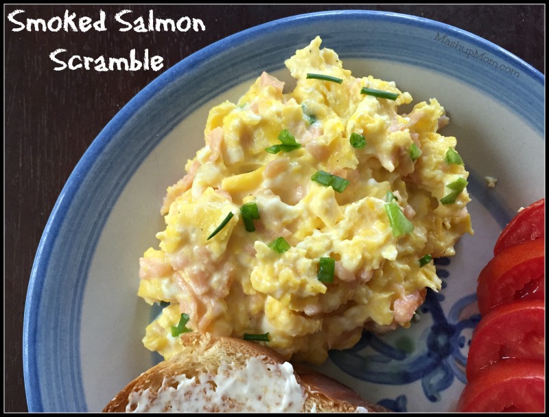 scrambled eggs with smoked salmon and cream cheese