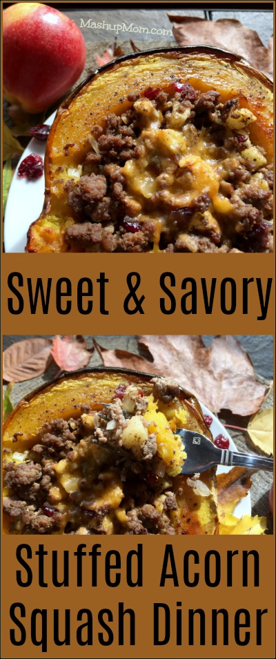 This sweet & savory stuffed acorn squash dinner is naturally gluten free, and features all of the flavors of fall in just one recipe.