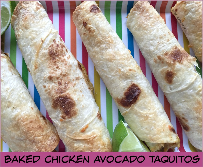 30 minute baked chicken avocado taquitos -- easy and kid friendly