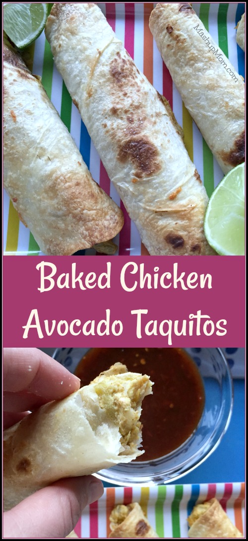 30 minute baked chicken avocado taquitos -- easy and kid friendly