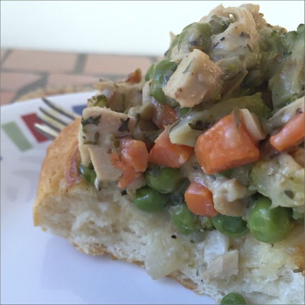 Upside-Down Mini Biscuit Pot Pies: This comfort food in a biscuit recipe turned out to be a tasty and different way to use up a little leftover Thanksgiving turkey, although upside-down pot pies would work equally well with leftover cooked chicken.