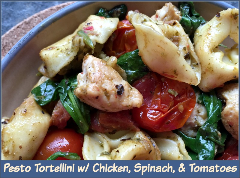 This pesto tortellini with chicken, spinach, and tomatoes recipe is super flavorful, especially considering how few ingredients you're actually using here!