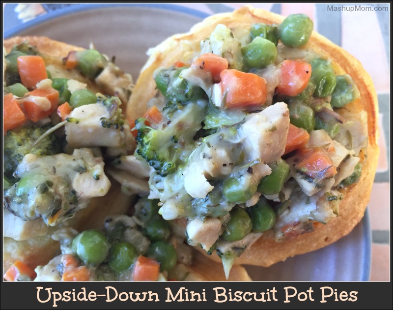 Upside-Down Mini Biscuit Pot Pies: This comfort food in a biscuit recipe turned out to be a tasty and different way to use up a little leftover Thanksgiving turkey, although upside-down pot pies would work equally well with leftover cooked chicken.