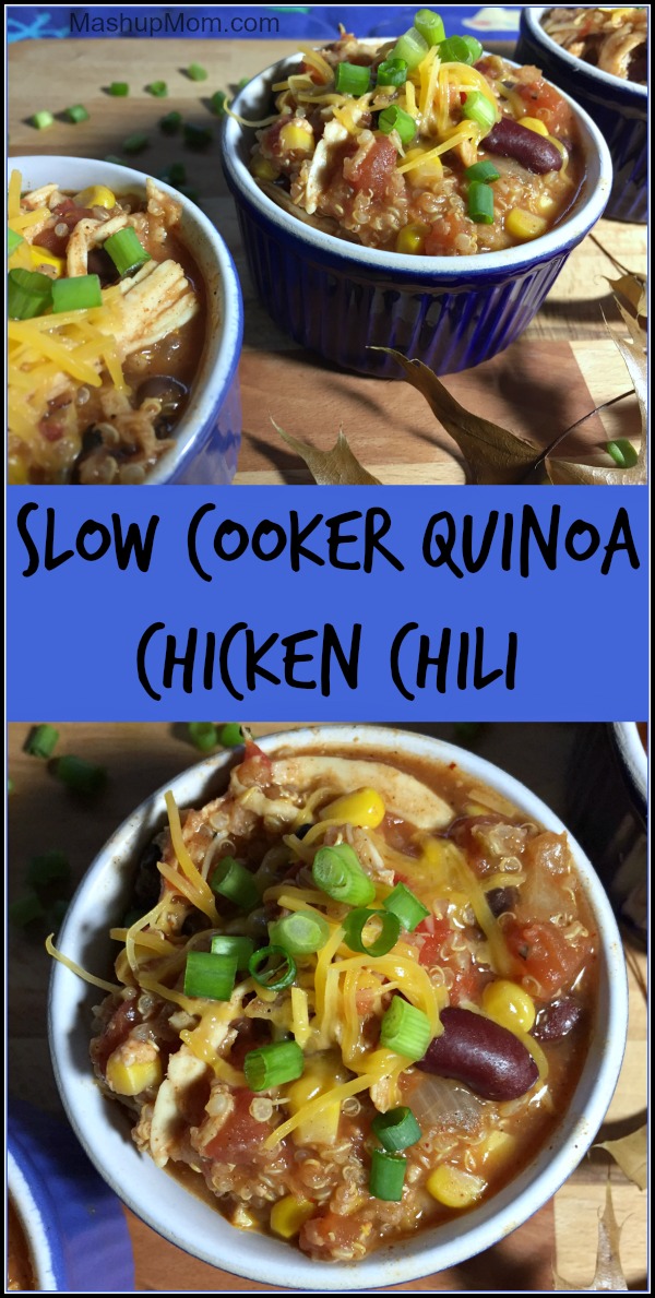 Slow cooker Quinoa Chicken Chili: This easy Crock-Pot chicken chili recipe packs a wallop in terms of both flavor and texture, while adding the quinoa really makes it an entire meal unto itself.