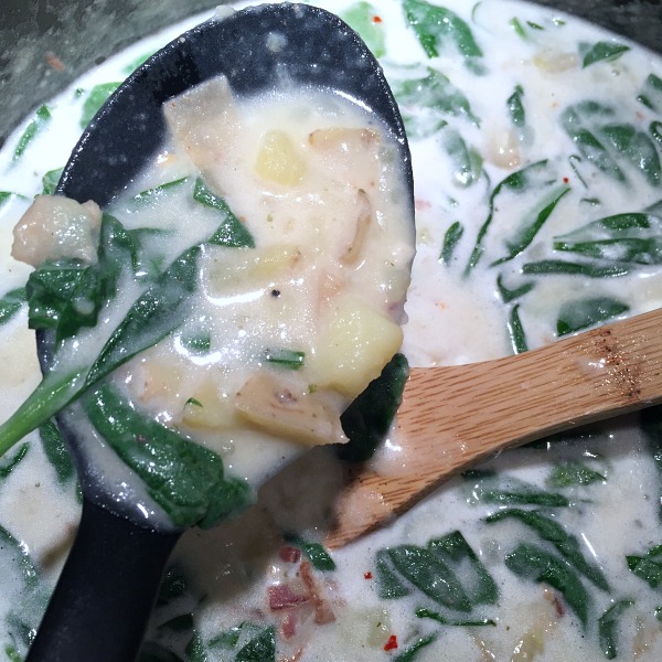 add spinach to the soup