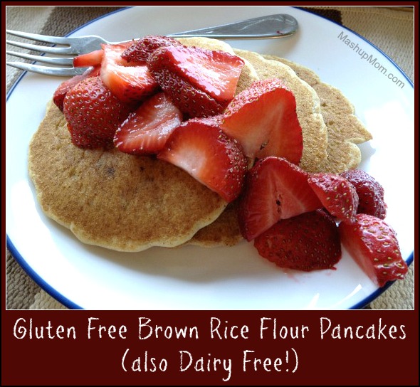 Plate of gluten free brown rice flour pancakes