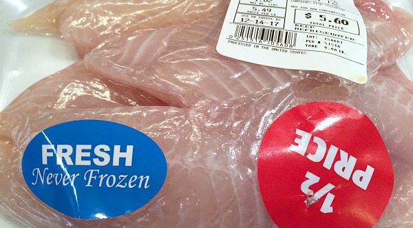 half price sticker on fish