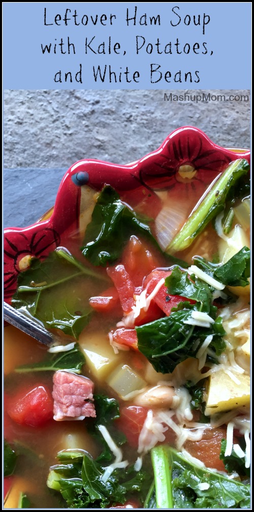 leftover ham soup with kale, potatoes, and beans