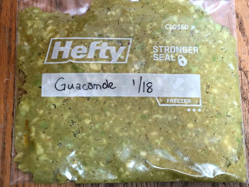 Guacamole in freezer bag. Have you ever wondered how to freeze guacamole for later use when avocados are plentiful, cheap, or in season? Here's how to make guacamole for freezing, as well as how to easily thaw it out for later during the lean times when avocados are over-ripe, under-ripe, or ridiculously expensive.