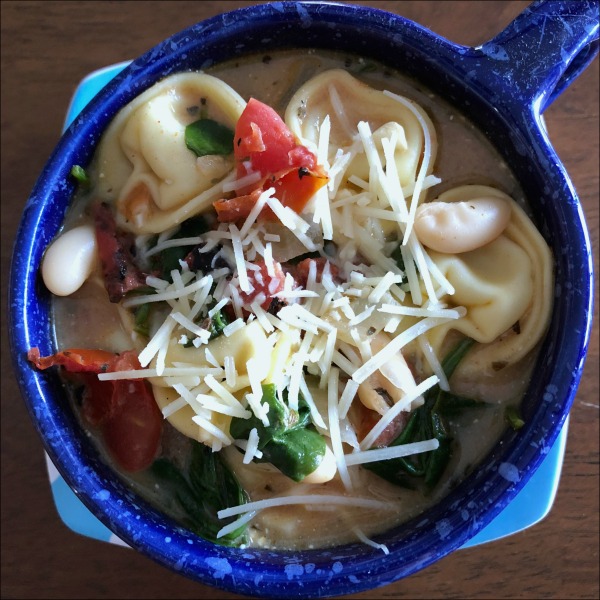 bowl of tortellini soup
