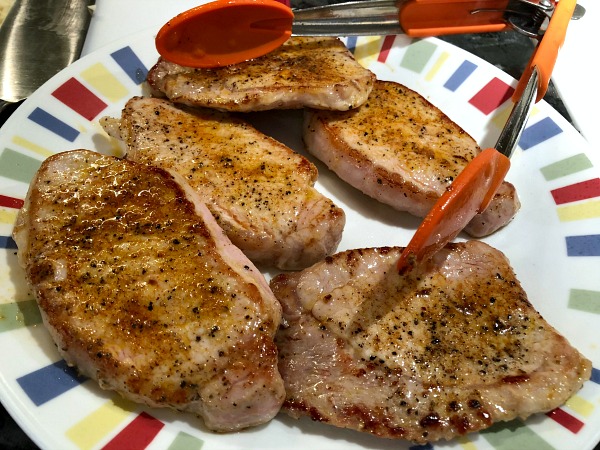 plate of browned pork chops