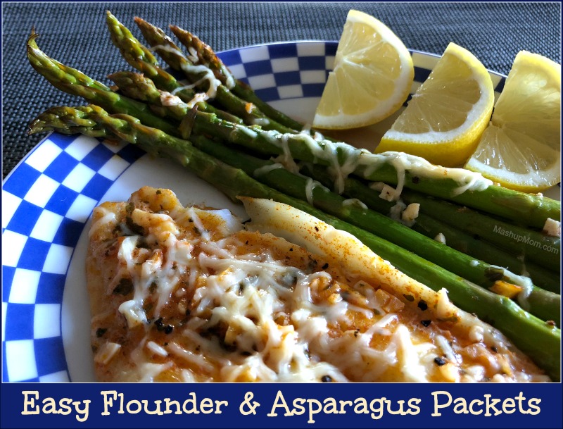 easy flounder & asparagus packets, plated