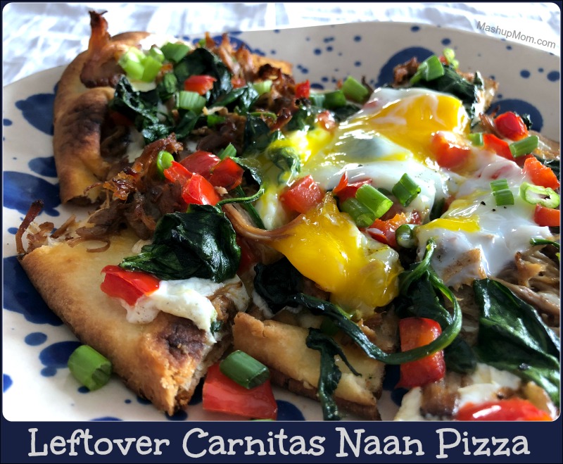 Leftover carnitas naan pizza and egg