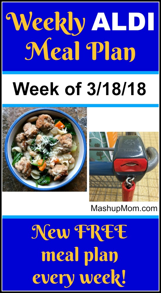 Looking for a March 2018 ALDI meal plan? You're in the right place! Here's your free ALDI meal plan for the week of 3/18/18-3/24/18: Six complete dinners for four, $60 out the door! Save time and money with meal planning, and find new free ALDI meal plans each week.