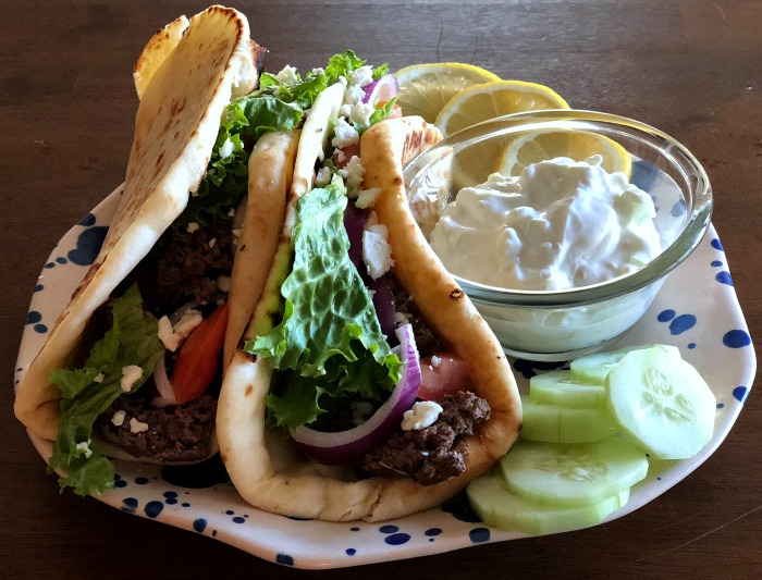 ground beef gyros on naan