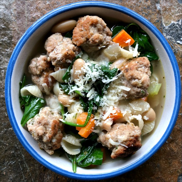 Bowl of Italian wedding soup