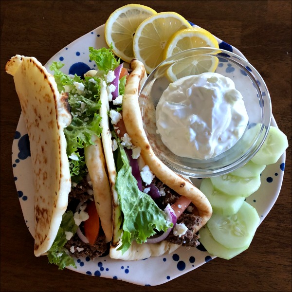 plate of ground beef gyros