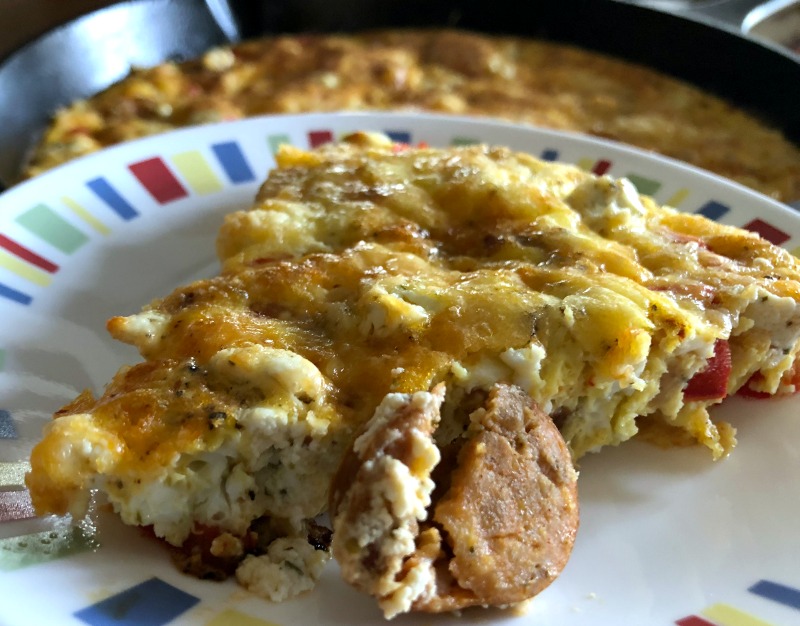 slice of frittata with sausage