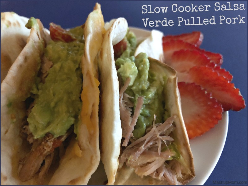 slow cooker pulled pork tacos with guacamole