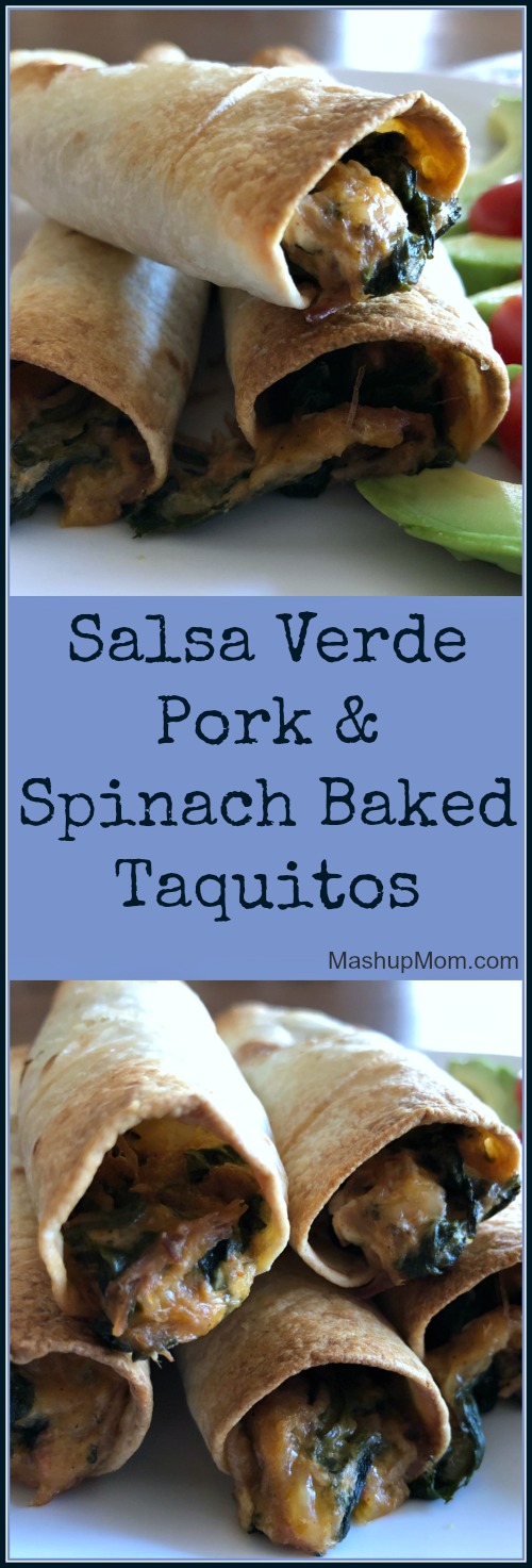 Leftover pulled pork & spinach baked taquitos