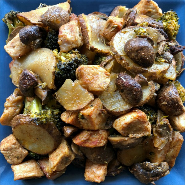 Plate of pork, potatoes, and veggies!