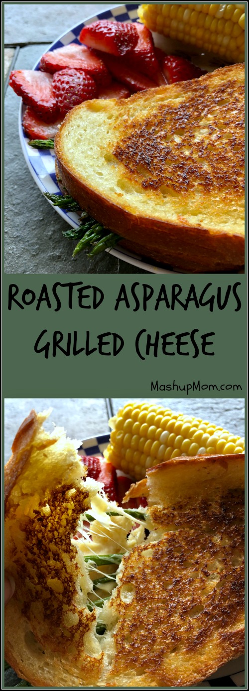 Pulling apart an asparagus grilled cheese