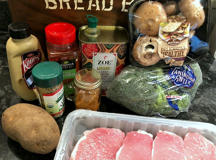 pork & potato sheet pan dinner ingredients