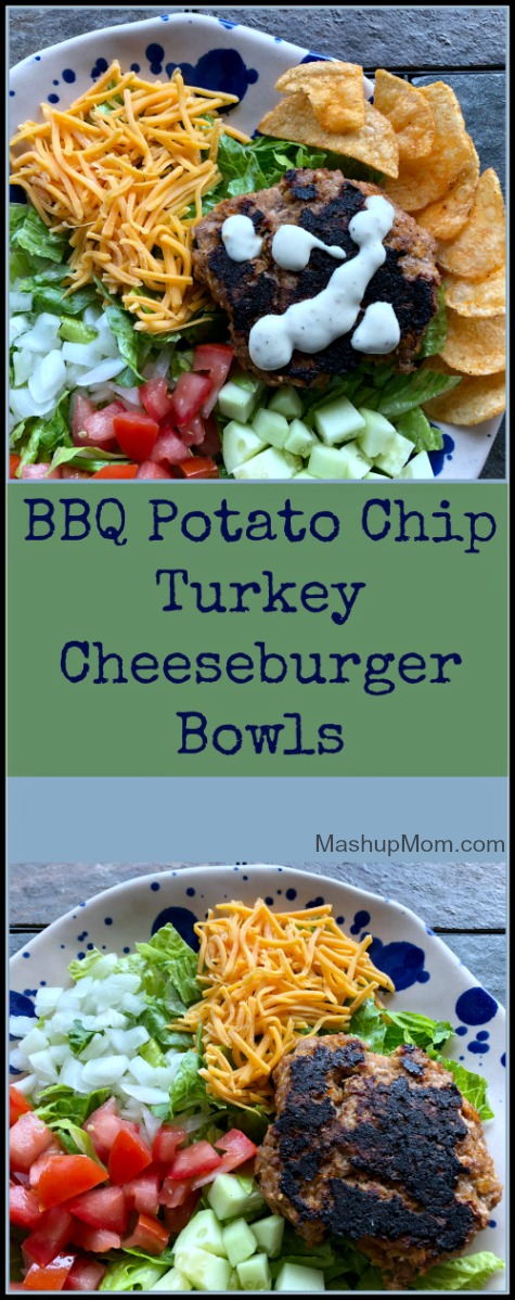 barbecue potato chip turkey cheeseburger bowls